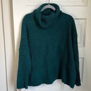 Deep Green Cowell Neck Sweater